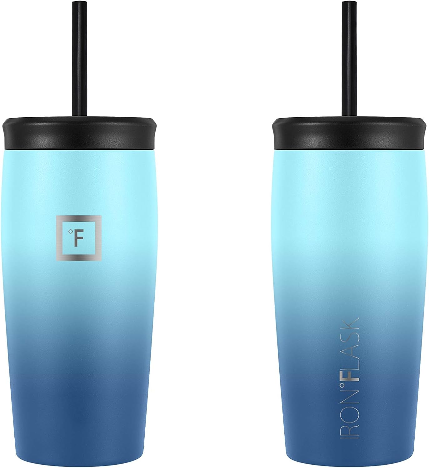 Nomad Tumbler - 2 Lids Straw/Flip, Vacuum Insulated Stainless Steel Bottle, Double Walled, Drinking Cup, Thermo Coffee Travel Mug, Water - Blue Waves, 16 Oz